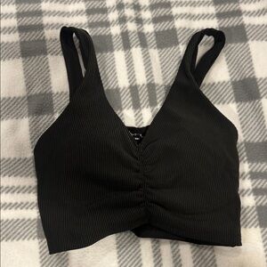 Aerie Black Ribbed Sports Bra